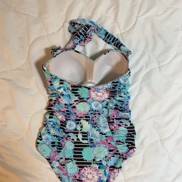 Sunseeker teal floral one piece women’s swimsuit size 14 - Picture 5 of 12